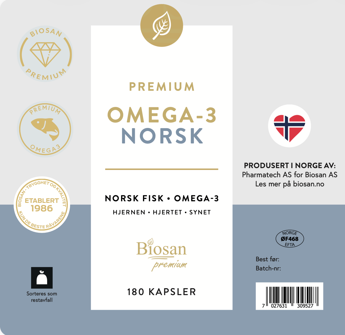 Premium norwegisches Omega-3 – Hochdosierte EPA & DHA Fischöl-Kapseln für 90 Tage