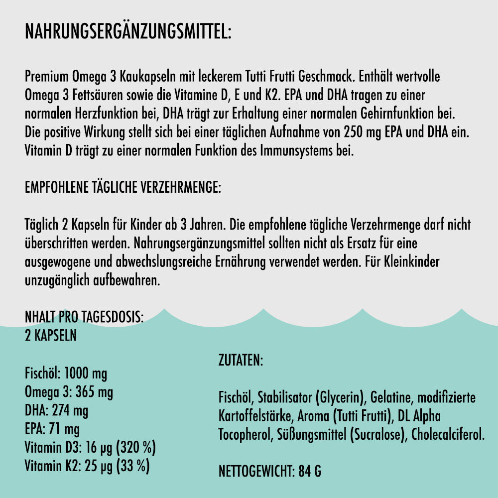 Premium norwegisches Omega-3 für Kinder – 60 Tage Versorgung mit DHA & EPA für Gehirn, Augen & Immunsystem