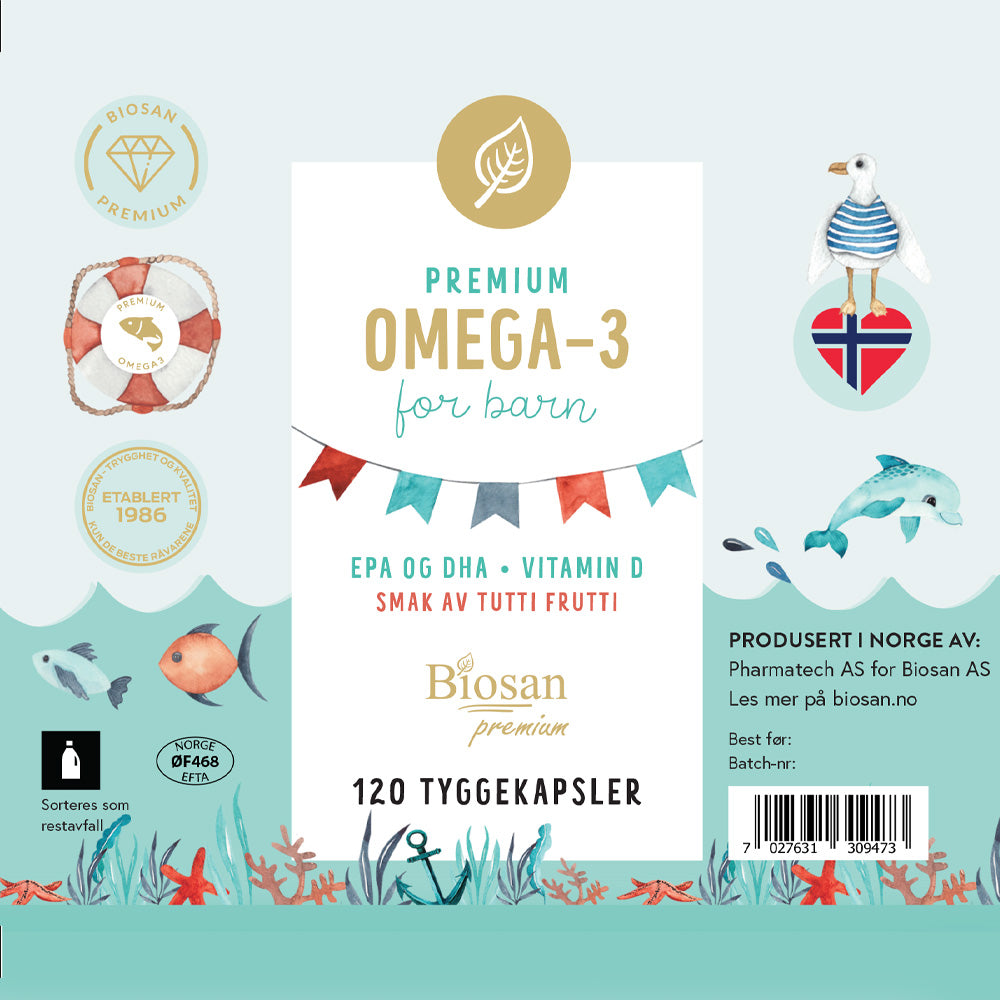 Premium norwegisches Omega-3 für Kinder – 60 Tage Versorgung mit DHA & EPA für Gehirn, Augen & Immunsystem